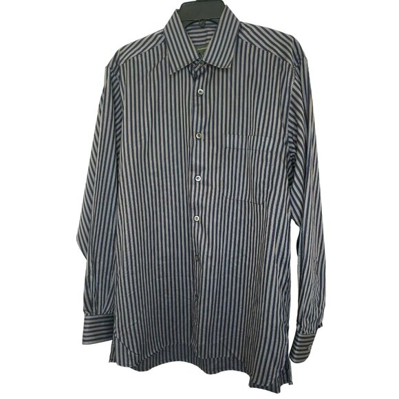 Ermenegildo Zegna Men Blue Gray Burgundy Striped Shirt Exotic Buttons